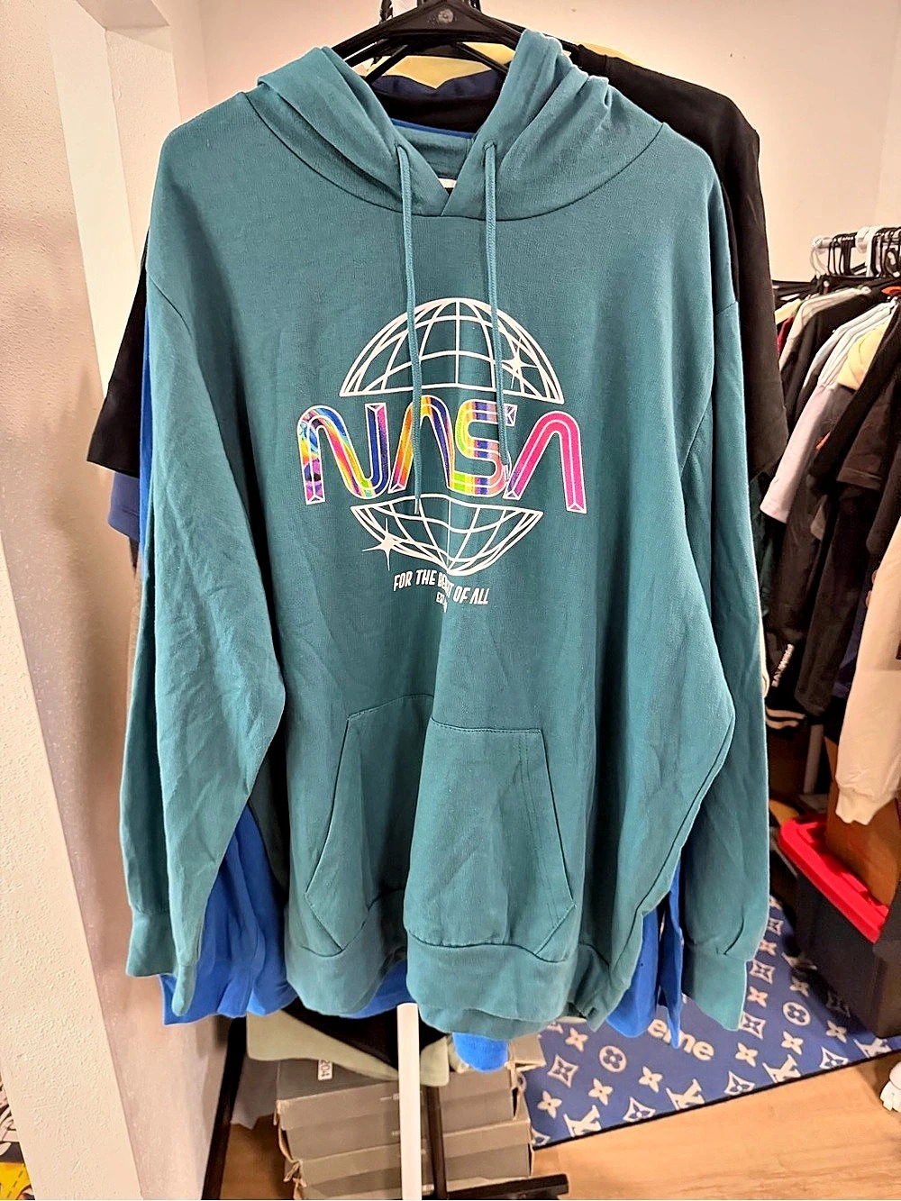 NASA Graphic Pullover Hoodie in Blue Size 2XL Like New